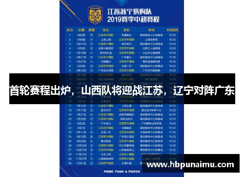 首轮赛程出炉，山西队将迎战江苏，辽宁对阵广东
